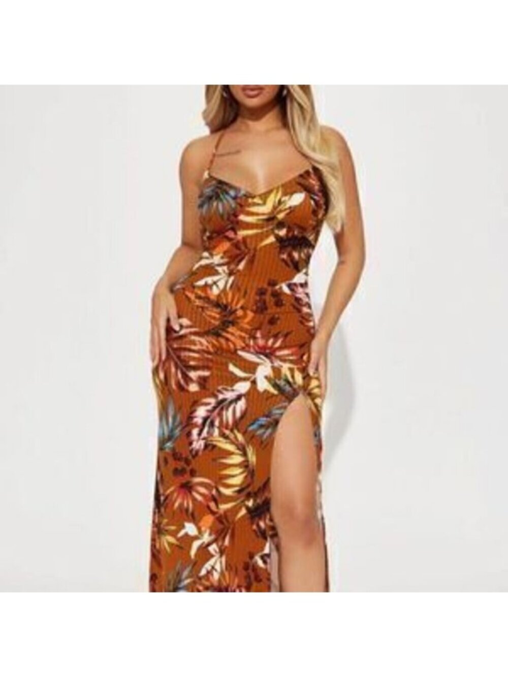 Brown?floral?maxi?dress